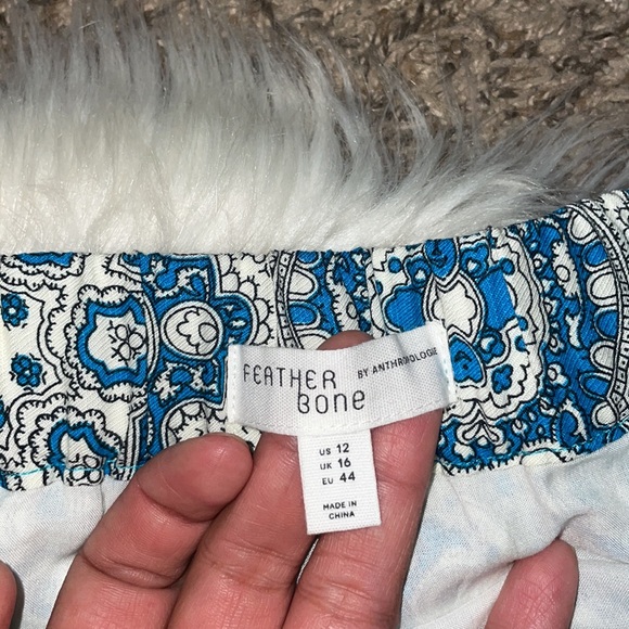 Feather Bone by Anthropologie Paisley Print Wide Leg Ankle Pants - Picture 7 of 10